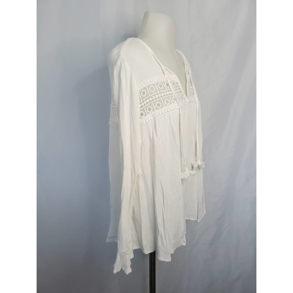 Show Me Your Mumu White Lily Grace long sleeve tunic blouse sz Small - Picture 3 of 6